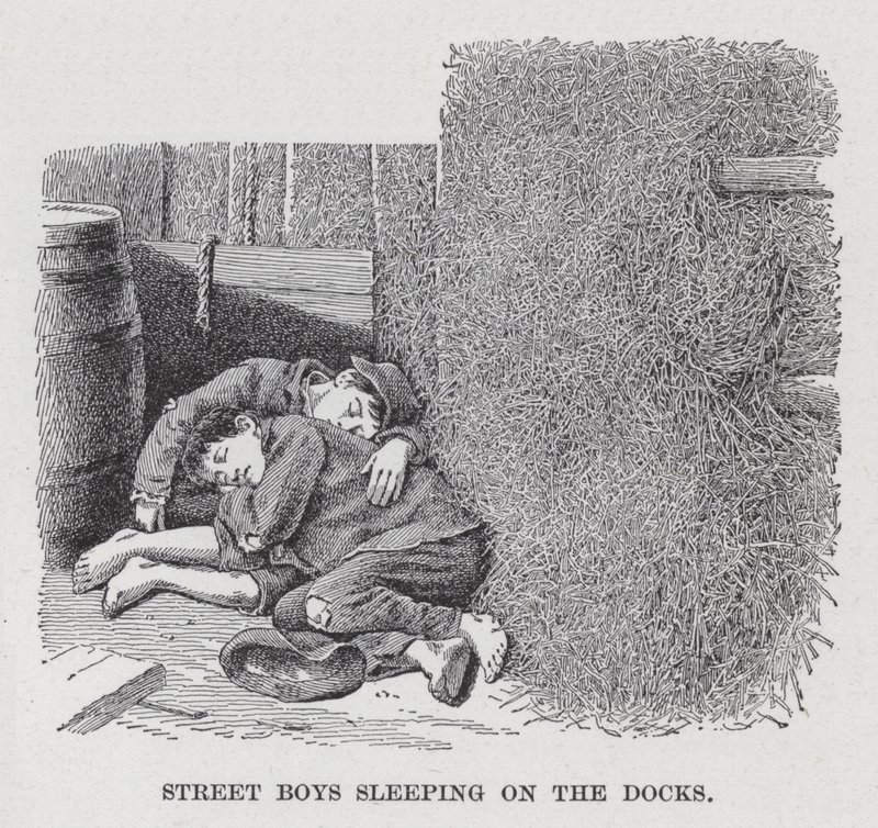 Street Boys nukkumassa Docksissa (litho) tekijältä American School