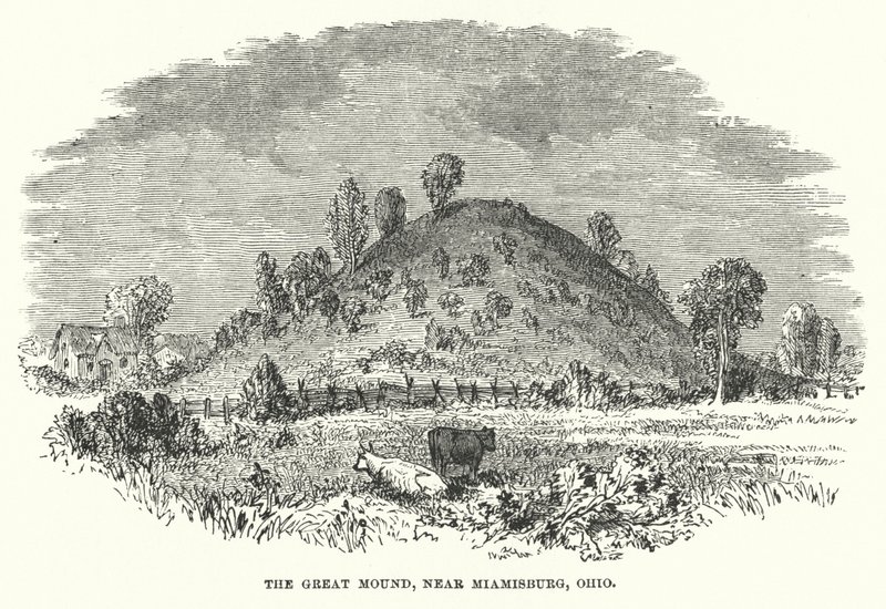 The Great Mound, lähellä Miamisburgia, Ohio (kaiverrus) tekijältä American School