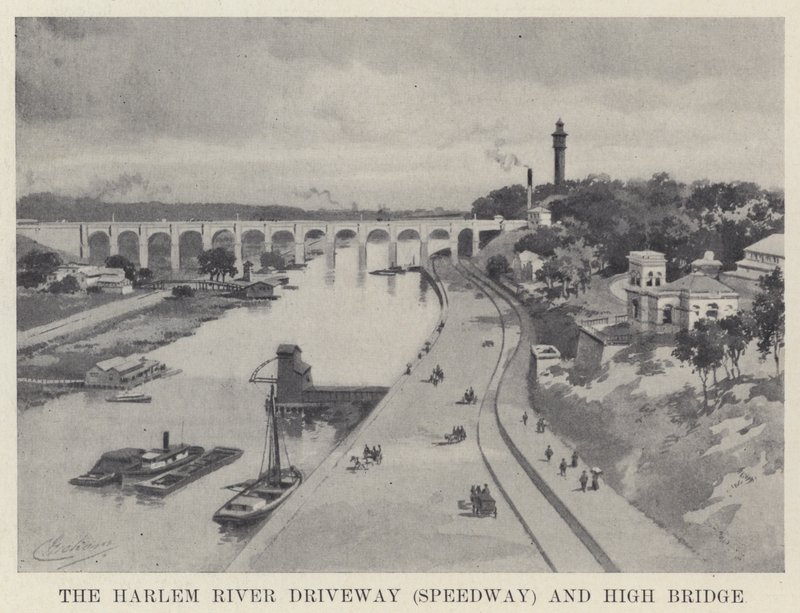 Harlem River Driveway (Speedway) ja High Bridge (m/w kuva) tekijältä American School