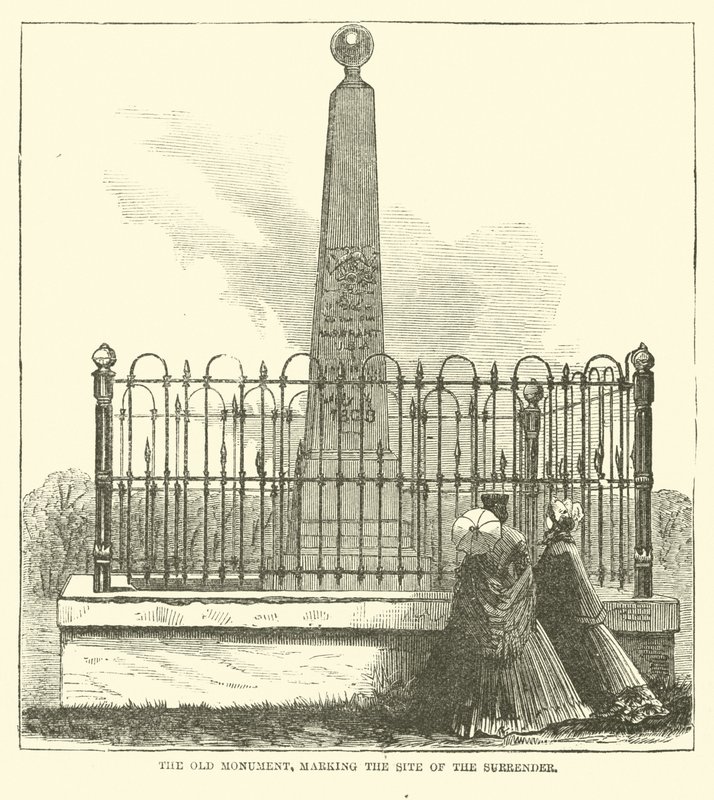 Vanha monumentti, joka merkitsee antautumispaikkaa, heinäkuu 1863 tekijältä American School
