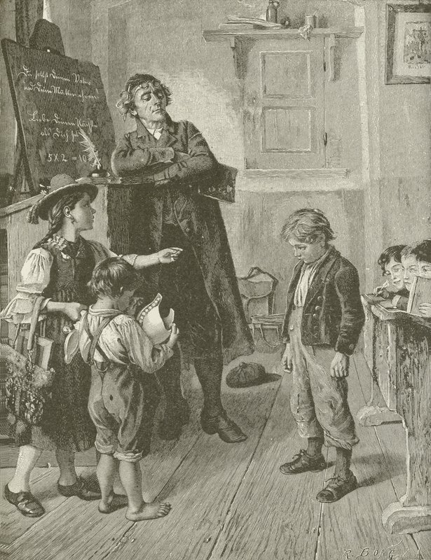 Holtiton oppilas, W Schutzen maalauksesta tekijältä American School