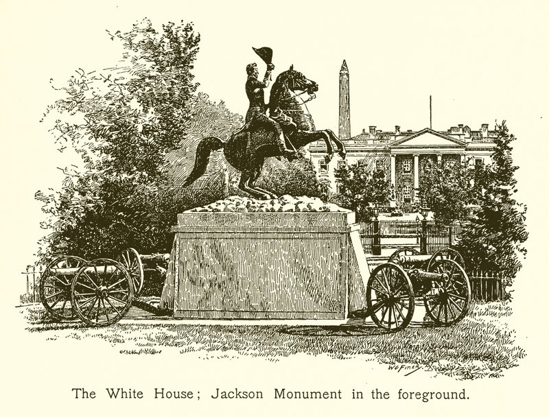 Valkoinen talo; Jackson-monumentti etualalla tekijältä American School