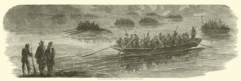 Sedgwicksin joukkojen eteneminen Rappahannockin yli huhtikuussa 1863 tekijältä American School