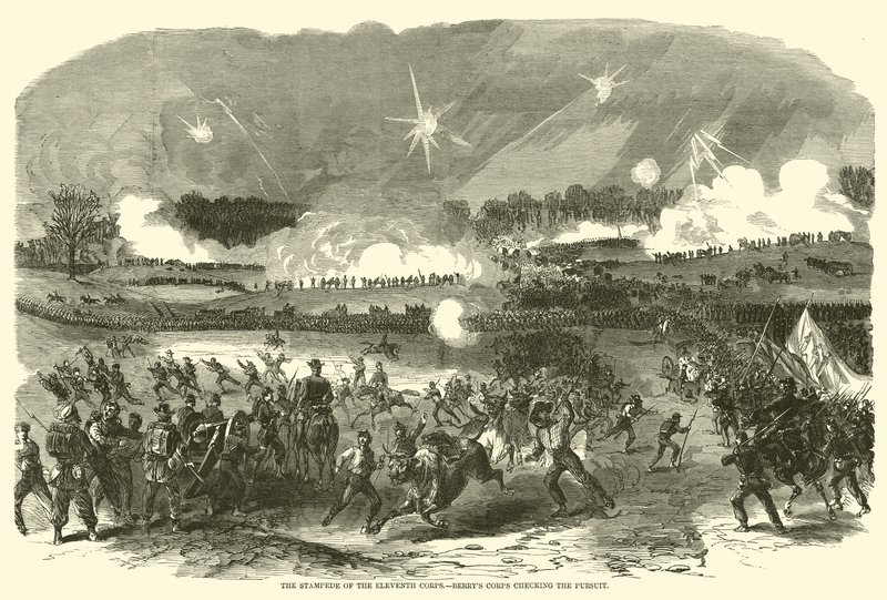 Yhdestoista joukkojen ryntäys, Berrys-joukko valvomassa takaa-ajoa, toukokuu 1863 tekijältä American School