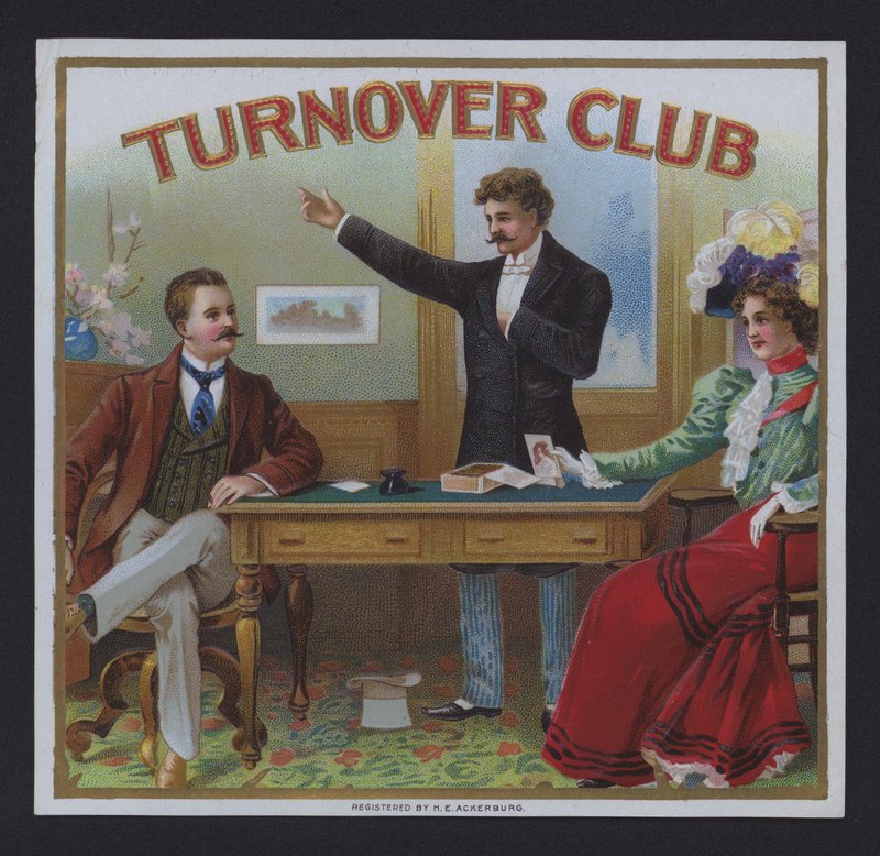 Turnover Club, sikarin etiketti (chromolitho) tekijältä American School