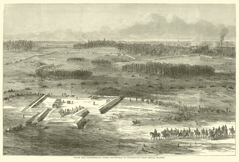 Union and Confederate Works Lounais Pietarista, merkintäasemalta, maaliskuu 1865 tekijältä American School