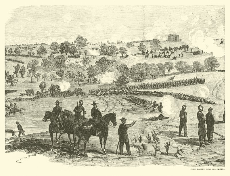 Liiton asema lähellä keskustaa, Gettysburgin taistelu, 2. heinäkuuta, heinäkuuta 1863 tekijältä American School