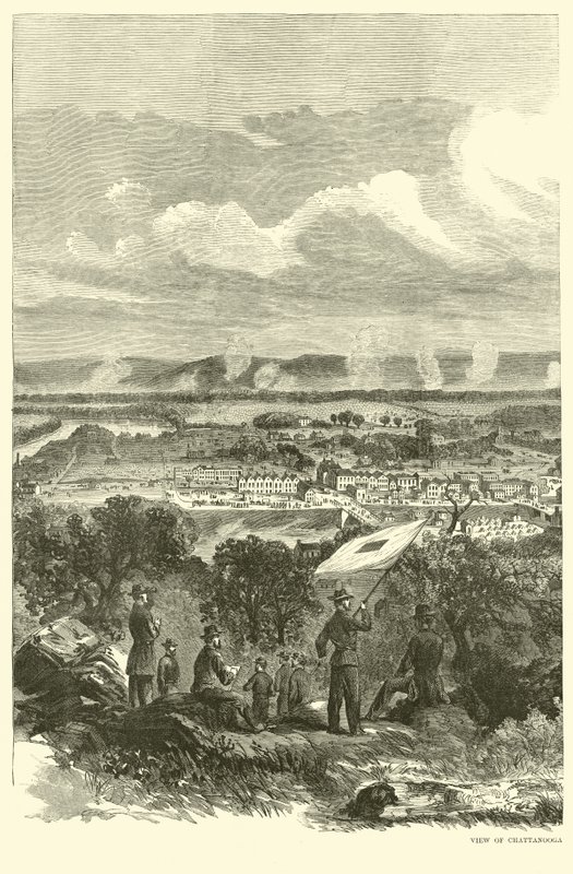 Näkymä Chattanoogaan ja liittovaltion leiriin, marraskuu 1863 tekijältä American School
