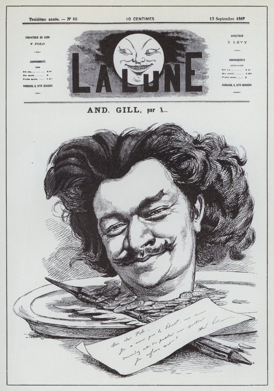 Ranskalaisen karikaturisti Andre Gillin omakuva (litho) tekijältä Andre Gill
