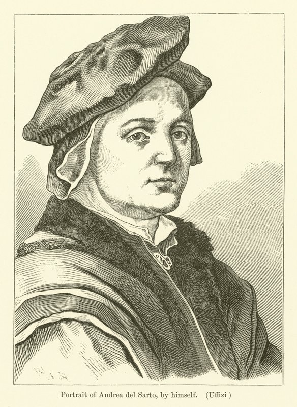 Italialaisen taidemaalarin Andrea del Sarton omakuva (kaiverrus) tekijältä Andrea del (after) Sarto
