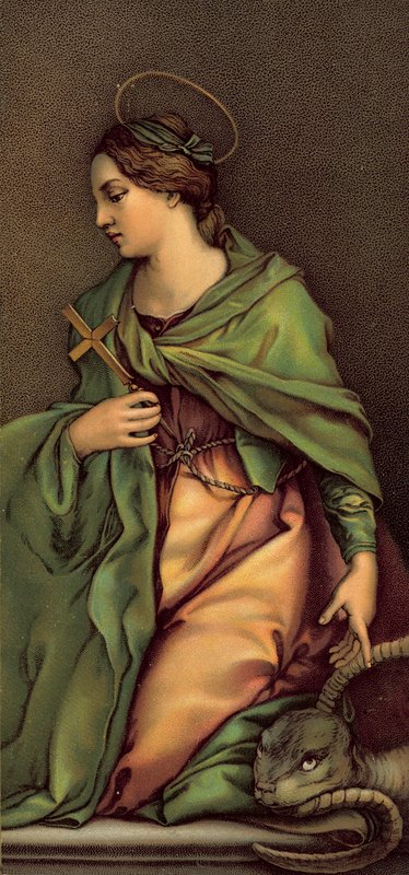 St Margherita (chromolitho) tekijältä Andrea del Sarto