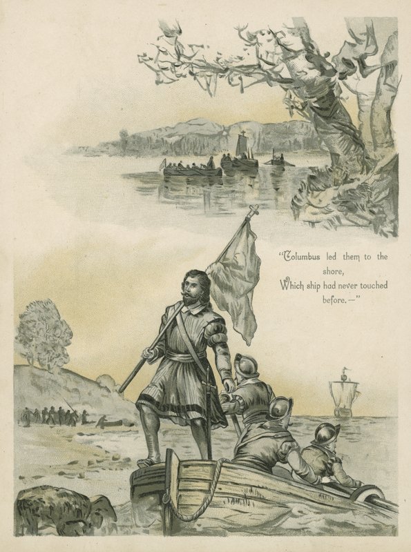 Kolumbus maihin uudessa maailmassa (chromolitho) tekijältä Andrew Melrose