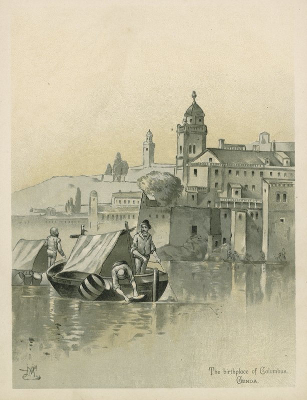 Genova, Christopher Columbuksen syntymäpaikka (chromolitho) tekijältä Andrew Melrose