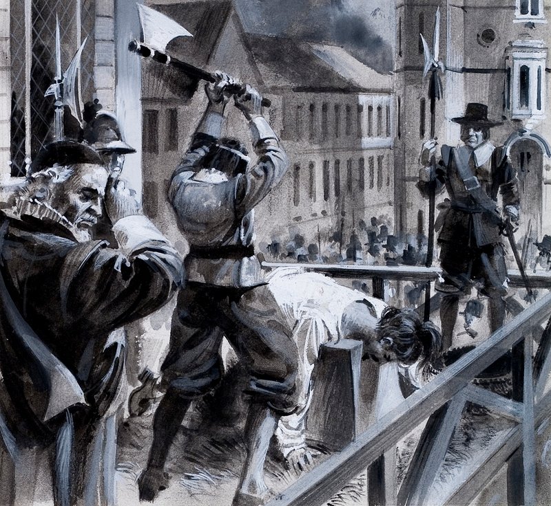 Kuningas Kaarle I:n teloitus Whitehallissa 30. tammikuuta 1649. tekijältä Andrew Howat