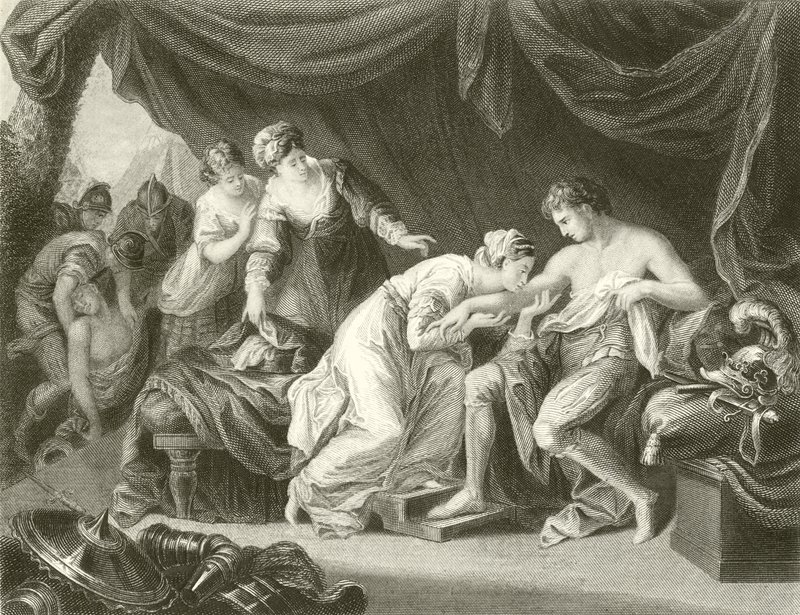Myrkkyä, jonka hänen puolisonsa Eleanor imesi prinssi Edwardin haavasta tekijältä Angelica Kauffmann