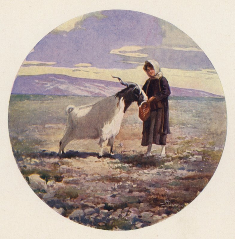 Goatherd, Attika, Kreikka (väri litho) tekijältä Angelos Giallinos