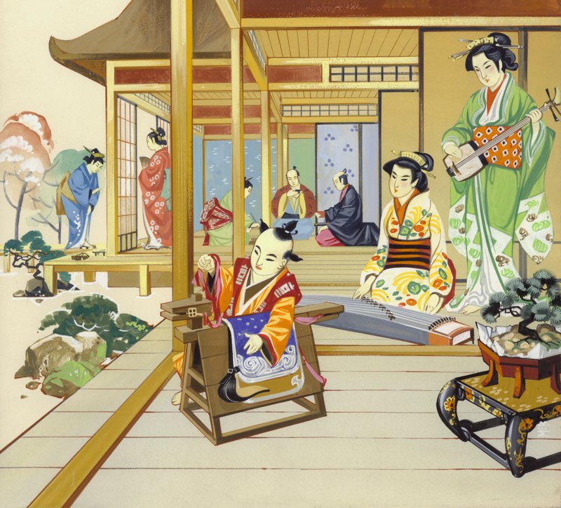 1700-luvun japanilainen talo (guassi paperille) tekijältä Angus McBride