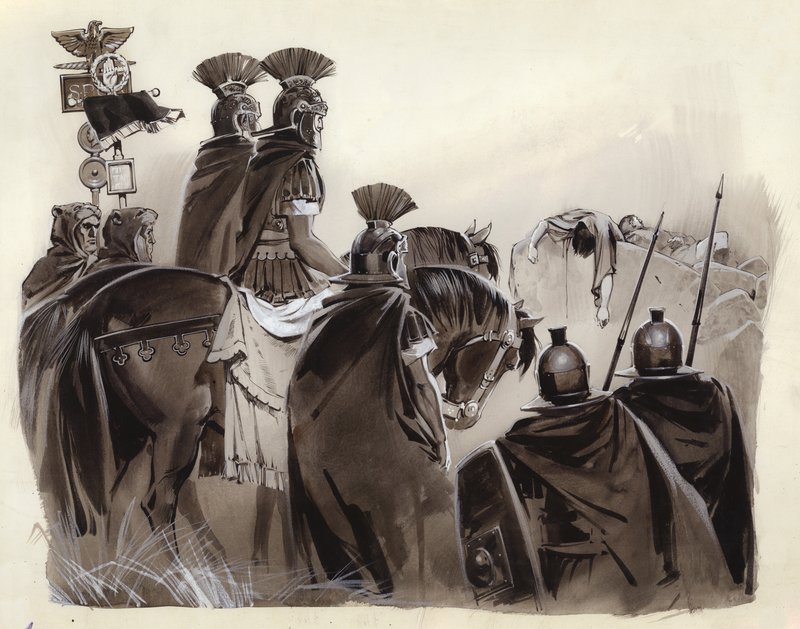 Brutus ja Cassius kuolleet (guassi paperille) tekijältä Angus McBride