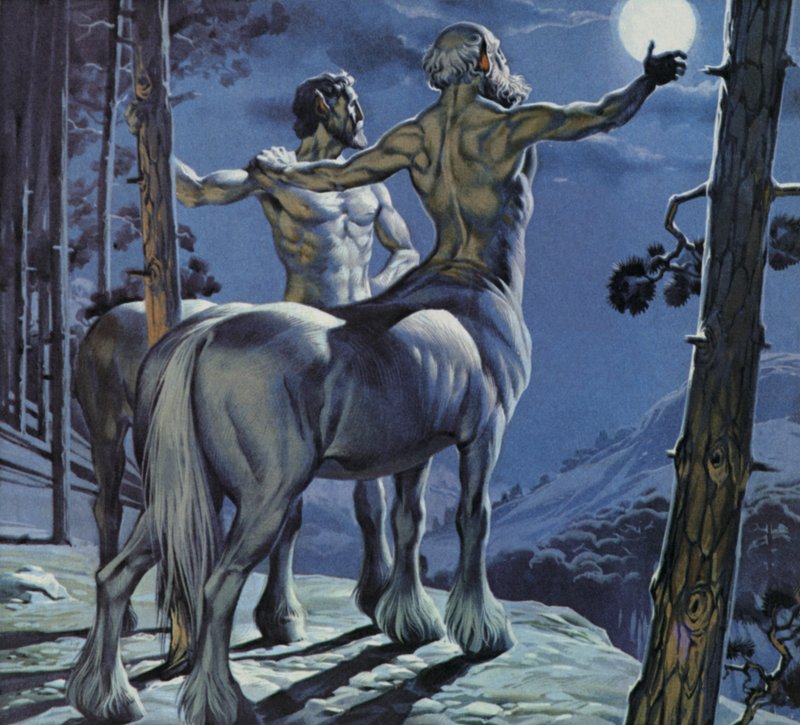 Kentaurit (värilitografia) tekijältä Angus McBride