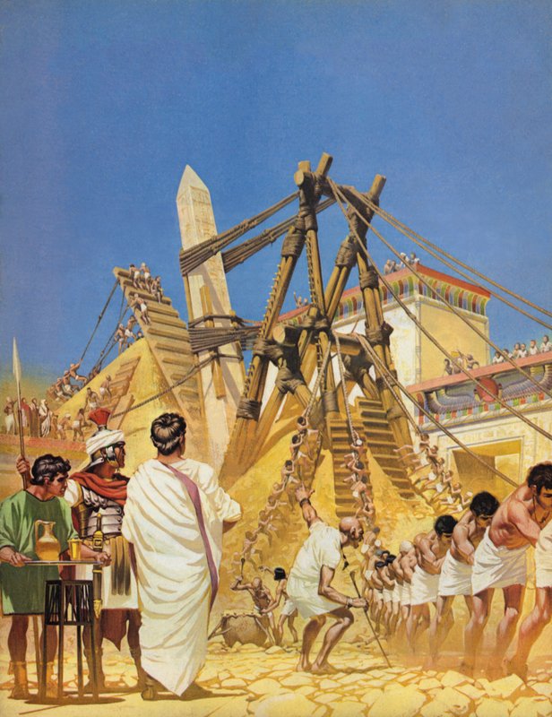 Cleopatras-neulan nostaminen Egyptissä (värilitografia) tekijältä Angus McBride