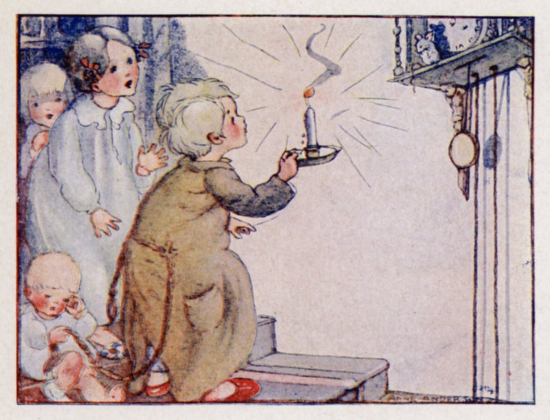 Lastenlaulu: Dickery, Dickery, Dock! (väri litho) tekijältä Anne (after) Anderson