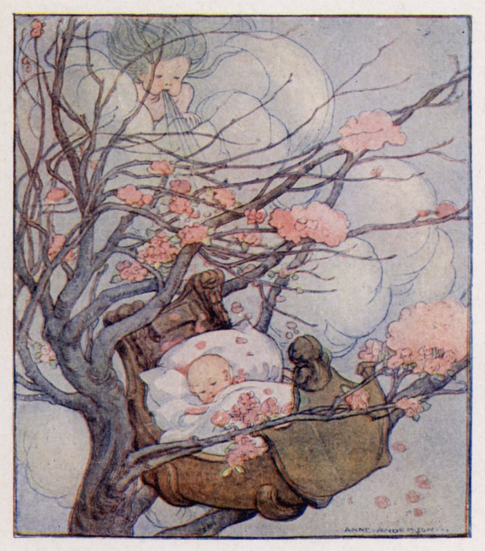 Lastenlaulu: Hush-A-Bye, Baby, On The Tree Top (väri litho) tekijältä Anne (after) Anderson