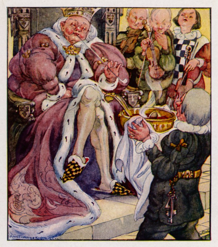 Lastenlaulu: Old King Cole Was A Merry Old Soul (väri litho) tekijältä Anne (after) Anderson