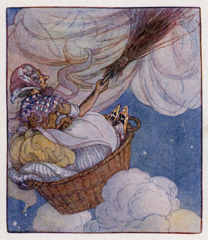 Lastenlaulu: Siellä oli vanha nainen (väri litho) tekijältä Anne (after) Anderson