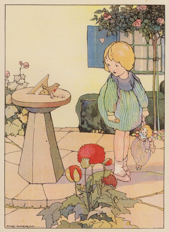 "Kuka on räätälisi" (värilitografia). tekijältä Anne Anderson