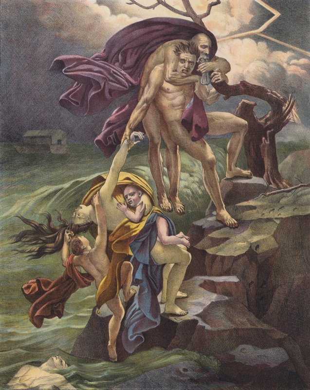 Vedenpaisumus (värinen lito) tekijältä Anne Louis (after) Girodet de Roucy Trioson