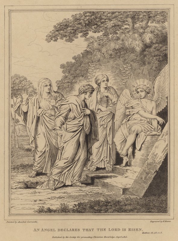 Enkeli julistaa, että Herra on noussut ylös, Matteus tekijältä Annibale after Carracci