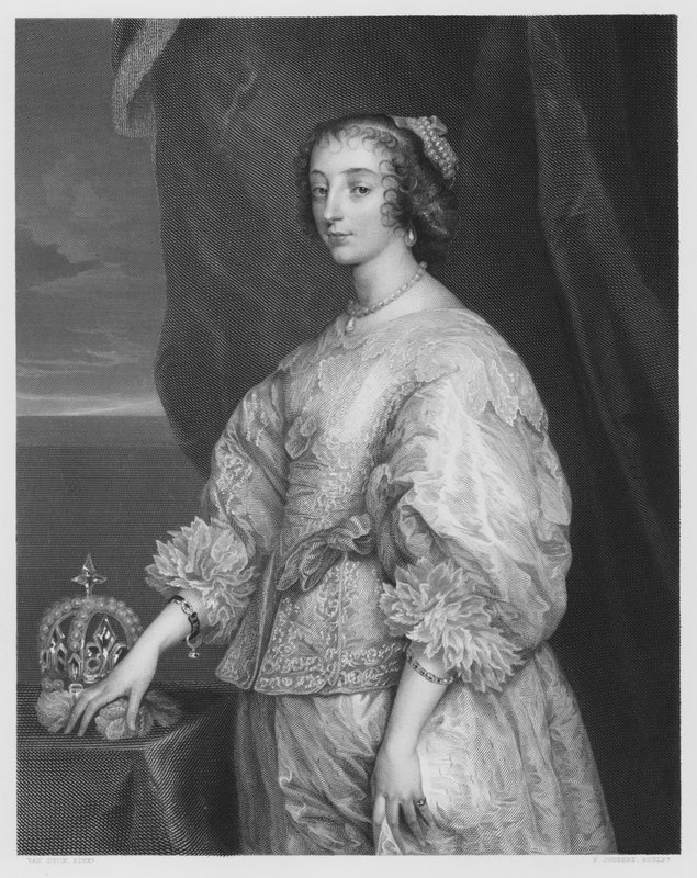 Kuningatar Henrietta Maria, kuninkaallisen kokoelman kuvasta (kaiverrus) tekijältä Anthony van (after) Dyck
