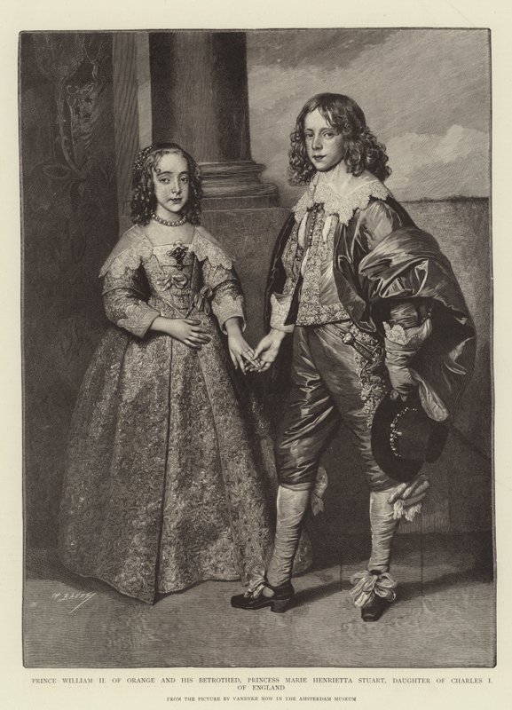 Orangen prinssi William II ja hänen kihlattunsa, prinsessa Marie Henrietta Stuart, Englannin Kaarle I:n tytär tekijältä Anthony van Dyck