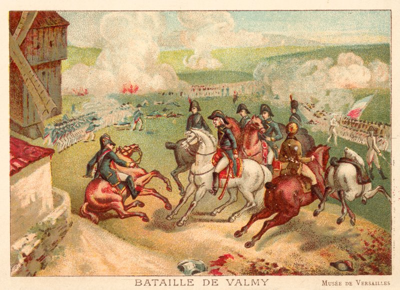 Valmyn taistelu, Ranska, 1792 (chromolitho) tekijältä Antoine Charles Horace Vernet