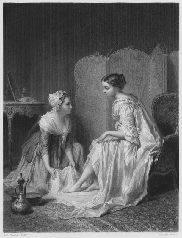 The Foot-Bath, kuvasta Royal Collectionissa (kaiverrus) tekijältä Antoine Emile Plassan