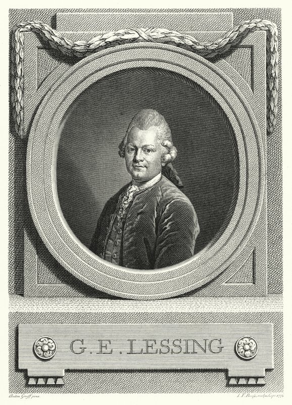 Gotthold Ephraim Lessing, saksalainen valistus; filosofi, kirjailija ja dramaturgi (kaiverrus) tekijältä Anton (after) Graff