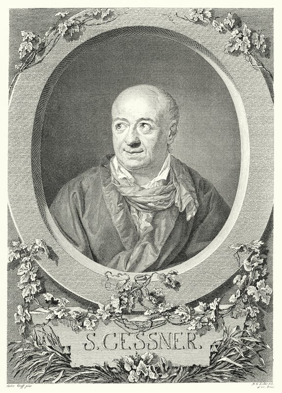 Salomon Gessner, sveitsiläinen taidemaalari ja runoilija (kaiverrus) tekijältä Anton (after) Graff