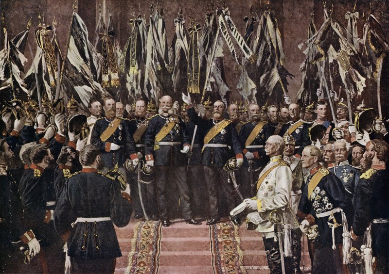 Preussin kuningas Wilhelm I julistettiin yhdistyneen Saksan keisariksi, Versailles, Ranska tekijältä Anton Alexander von (after) Werner