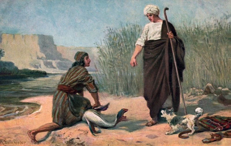 Tobias ja enkeli (väri litho) tekijältä Anton Robert Leinweber