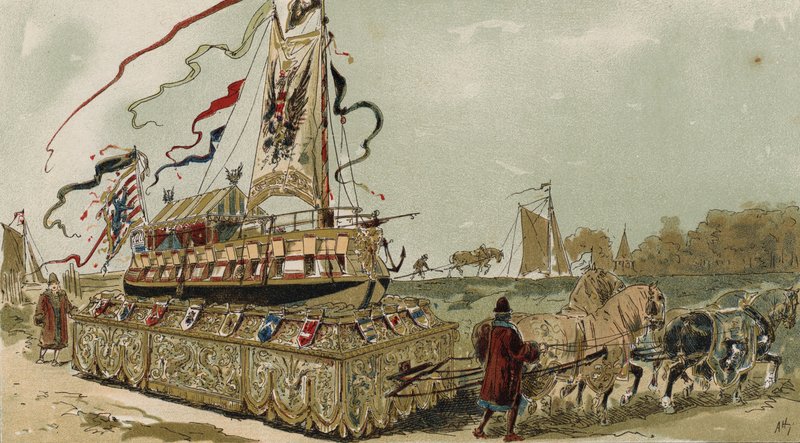 Proomu Bruggen-Ghentin kanavalla, Espanjan Alankomaat, 1500-luku tekijältä Armand Jean Heins