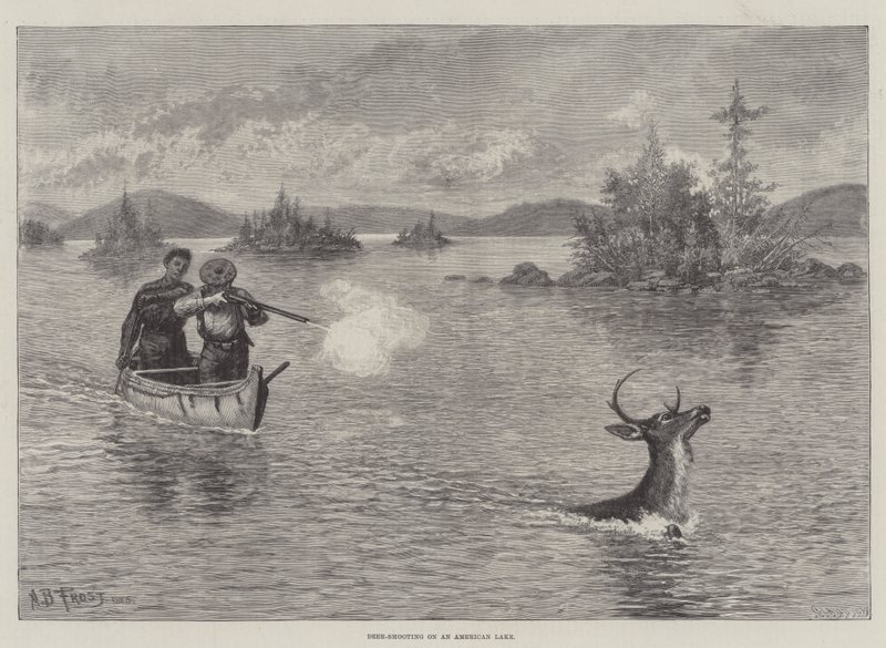Hirven ammunta amerikkalaisella järvellä tekijältä Arthur Burdett Frost