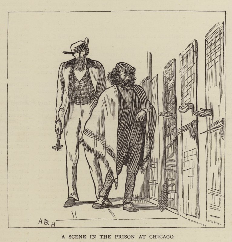 Kohtaus Chicagon vankilassa tekijältä Arthur Boyd Houghton