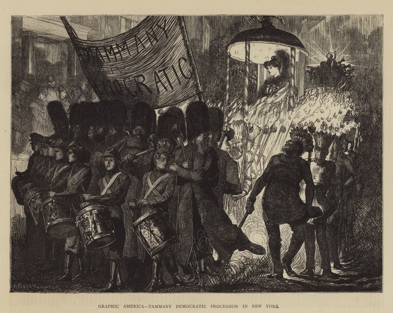 Graphic America, Tammany Democratic Procession New Yorkissa tekijältä Arthur Boyd Houghton