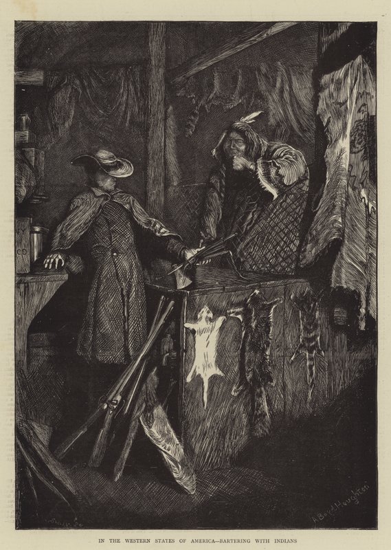 Amerikan läntisissä osavaltioissa vaihtokauppaa intiaanien kanssa tekijältä Arthur Boyd Houghton