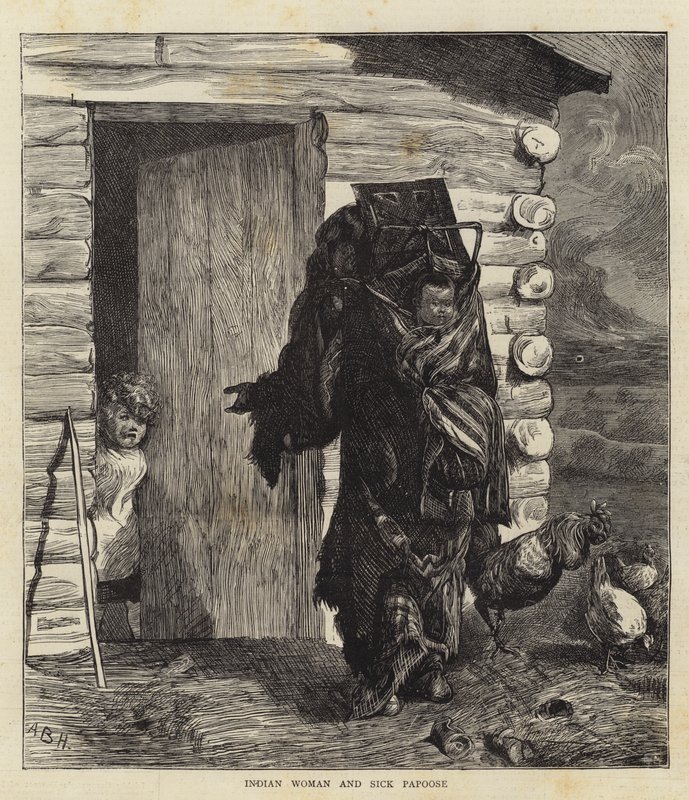 Intialainen nainen ja sairas Papoose tekijältä Arthur Boyd Houghton