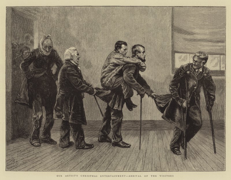 Taiteilijamme jouluviihde, vierailijoiden saapuminen tekijältä Arthur Boyd Houghton