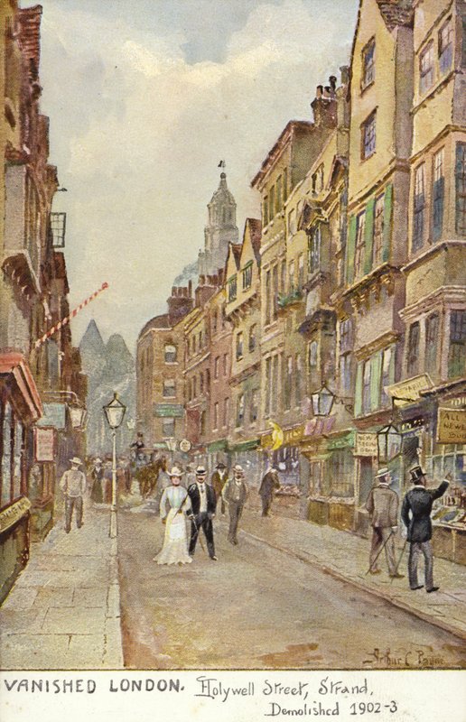 Kadonnut Lontoo - Hollywell Street, Strand, purettu 1902-3 tekijältä Arthur Charles Payne