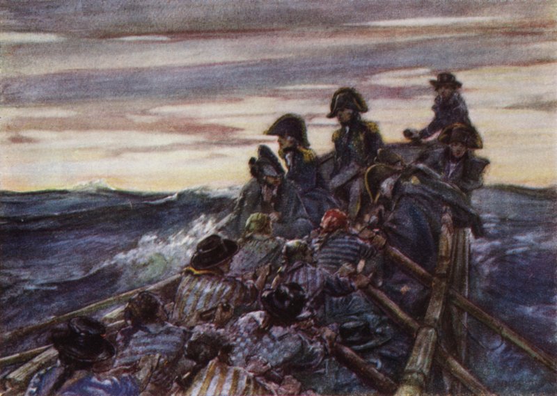 Nelson avoimessa veneessä Itämerellä liittymässä laivastoon tekijältä Arthur David McCormick