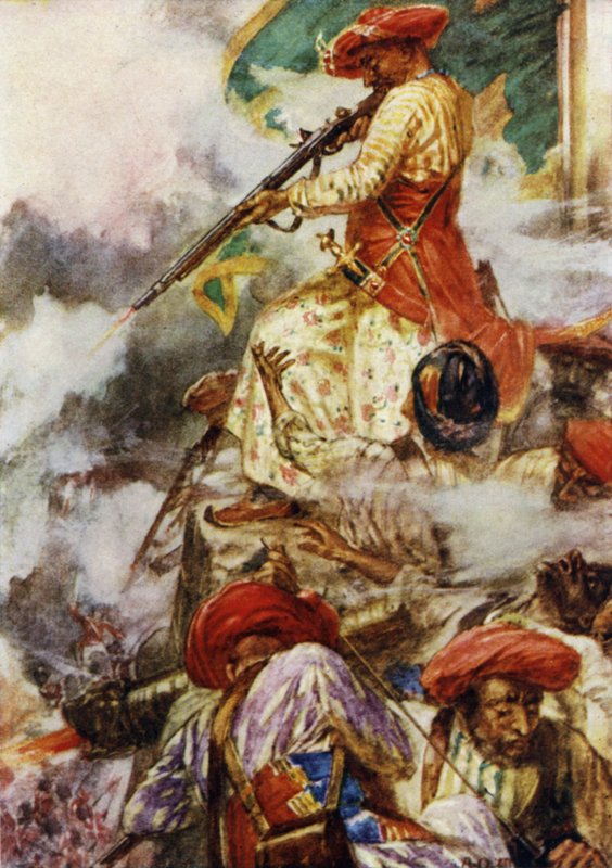 Tipu itse seisoi ampuen viileästi eteneviä vihollisiaan tekijältä Arthur David McCormick