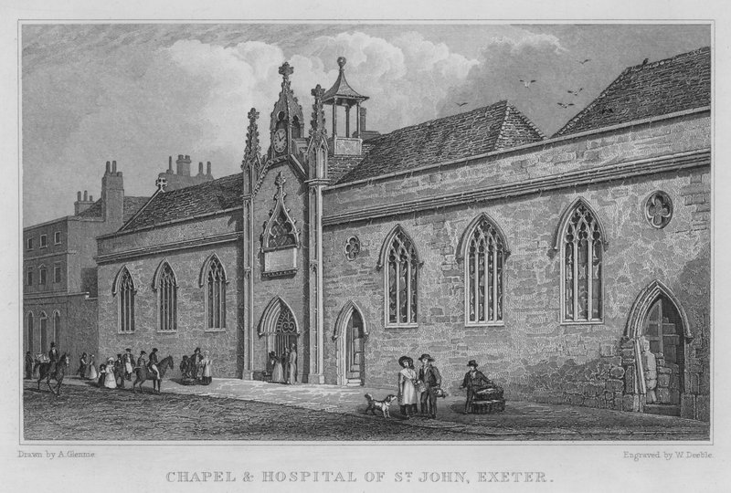 Pyhän Johanneksen kappeli ja sairaala, Exeter (kaiverrus) tekijältä Arthur Glennie